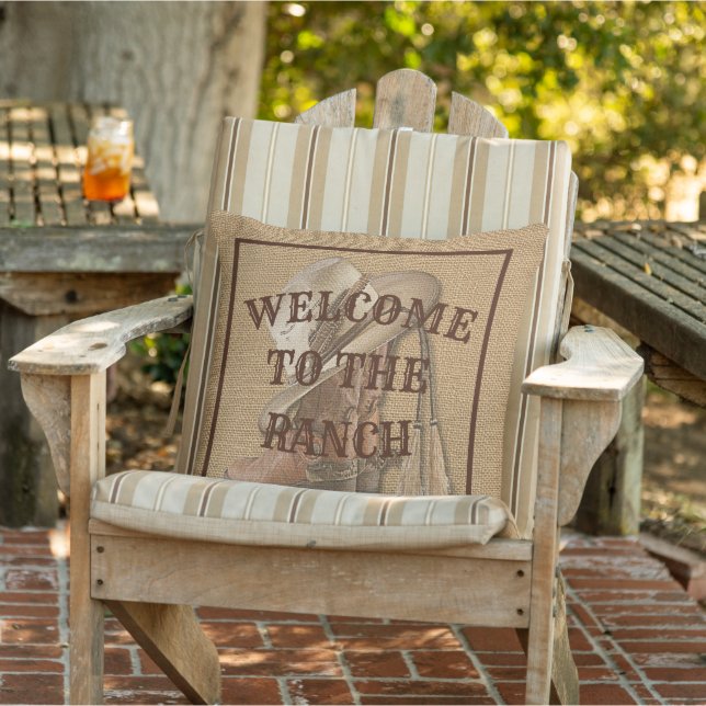 Willkommen in der Ranch Cowboy Hat Boots auf Imita Kissen (Stuhl )
