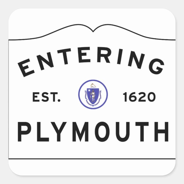 Willkommen in der Stadt Plymouth MA Quadratischer Aufkleber (Vorderseite)