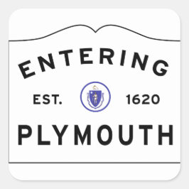 Willkommen in der Stadt Plymouth MA Quadratischer Aufkleber