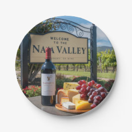 Willkommen in der Weinflasche aus dem Napa-Tal Pappteller