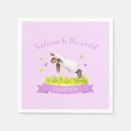 Willkommen in der Welt Frühjahrsmammut neues Baby  Serviette