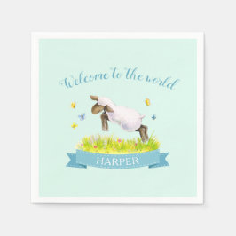 Willkommen in der Welt Frühlingslamm neuen Baby Aq Serviette