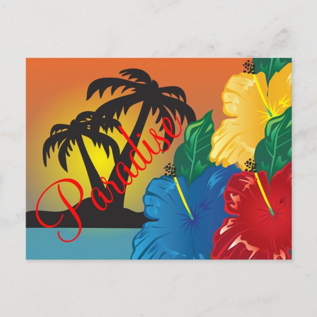 Willkommen in einem schönen tropischen Paradies Postkarte (Vorderseite)