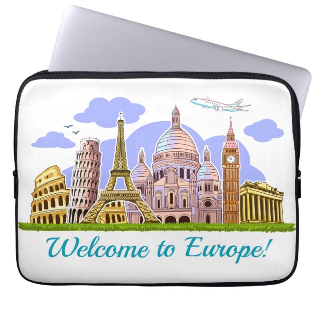 Willkommen in Europa Laptopschutzhülle (Vorderseite)