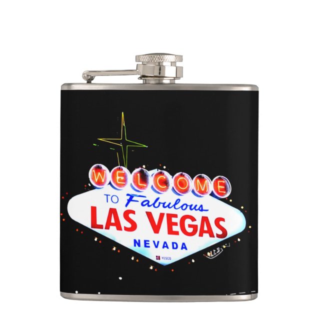 Willkommen in Fabuous Las Vegas Nevada Sin City Flachmann (Vorderseite)
