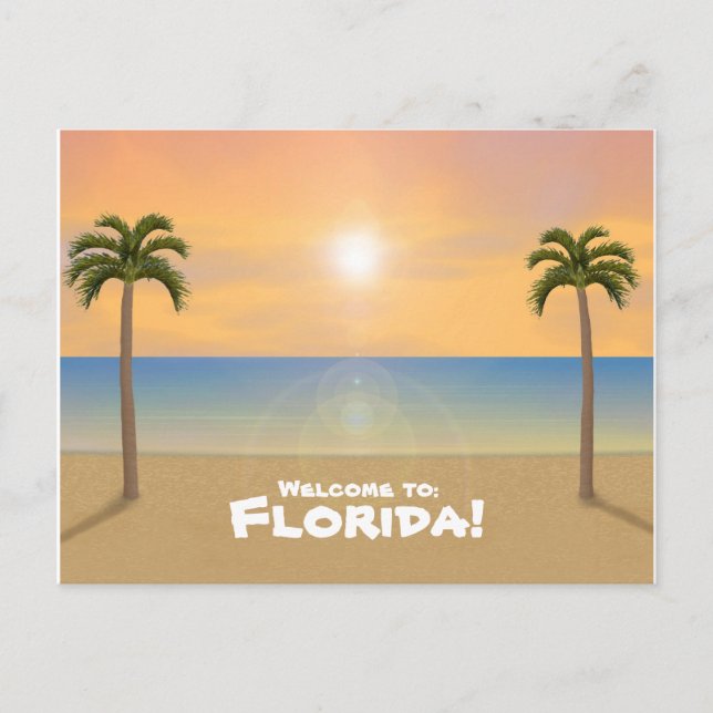 Willkommen in Florida: Beach Scene Postcard Postkarte (Vorderseite)