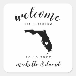 Willkommen in Florida   Brauchtum für Hochzeiten Quadratischer Aufkleber