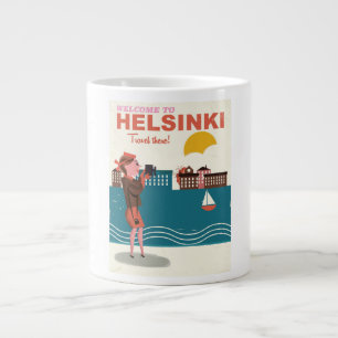 Willkommen in Helsinki Finnland Vintage-Reiseposte Jumbo-Tasse