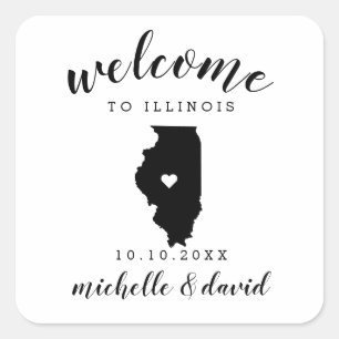 Willkommen in Illinois   Brauchtum für Hochzeiten Quadratischer Aufkleber