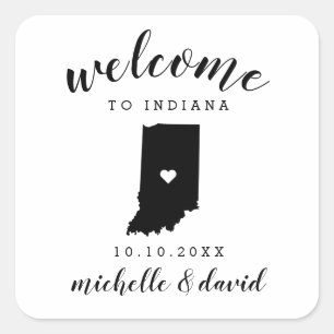 Willkommen in Indiana Brauchtum für Hochzeiten Quadratischer Aufkleber