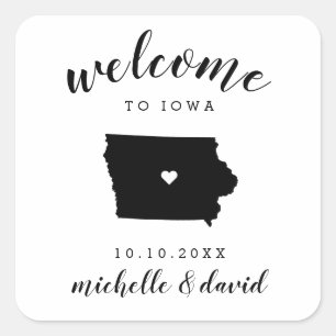 Willkommen in Iowa   Brauchtum für Hochzeiten Quadratischer Aufkleber