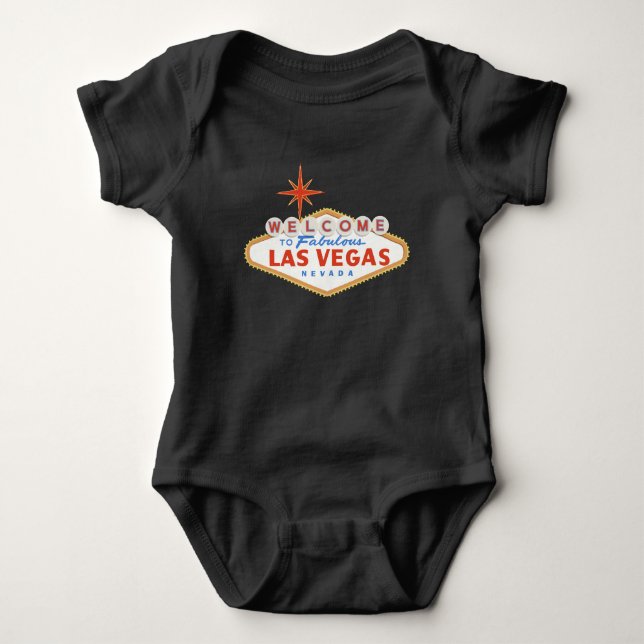 Willkommen in Las Vegas Baby Shirt Black Bodysuit (Vorderseite)