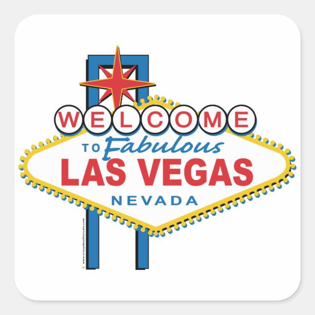 Willkommen in Las-Vegas Quadratischer Aufkleber (Vorderseite)