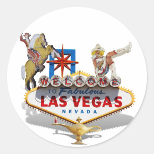 Willkommen in Las Vegas Runder Aufkleber