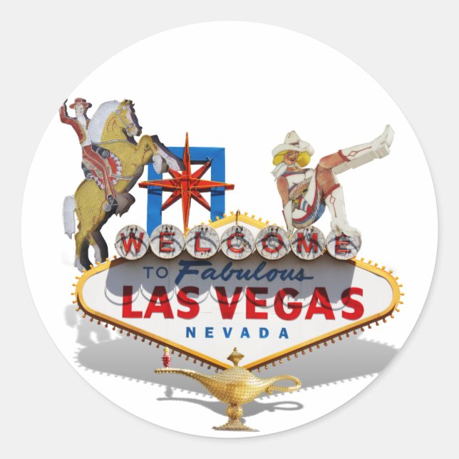 Willkommen in Las Vegas Runder Aufkleber (Vorderseite)