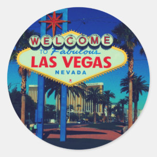 Willkommen in Las Vegas! Runder Aufkleber
