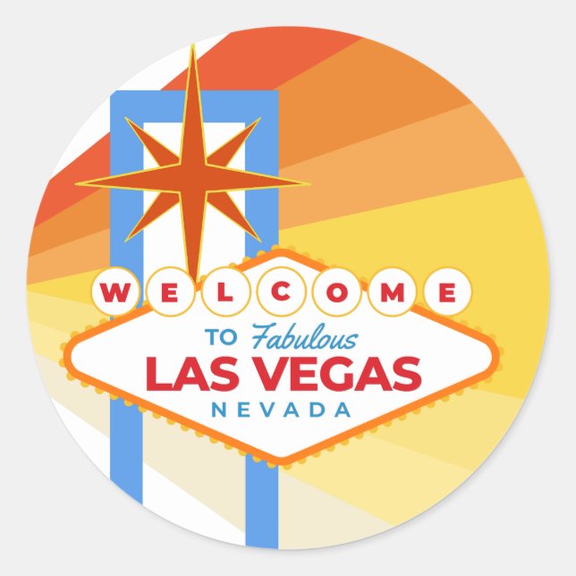Willkommen in Las Vegas Runder Aufkleber (Vorderseite)