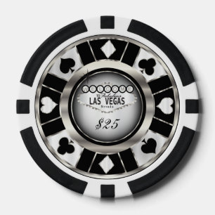 Willkommen in Las Vegas - Schwarz, Silber und Weiß Pokerchips