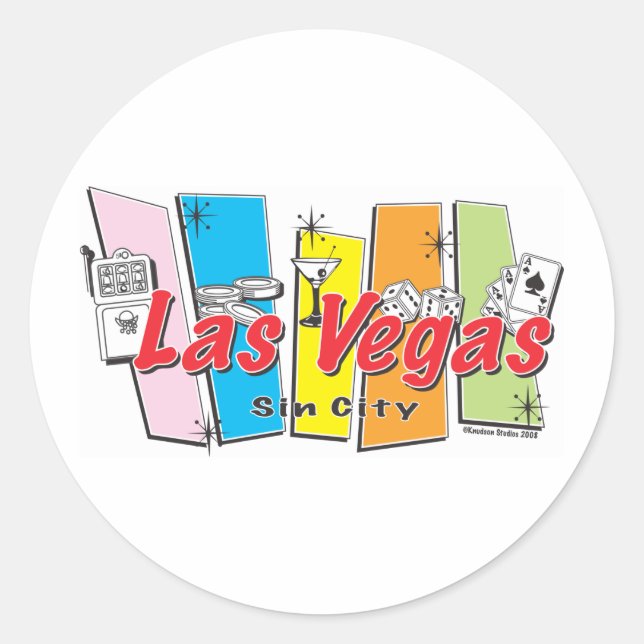 Willkommen in Las-Vegas Sin City Runder Aufkleber (Vorderseite)