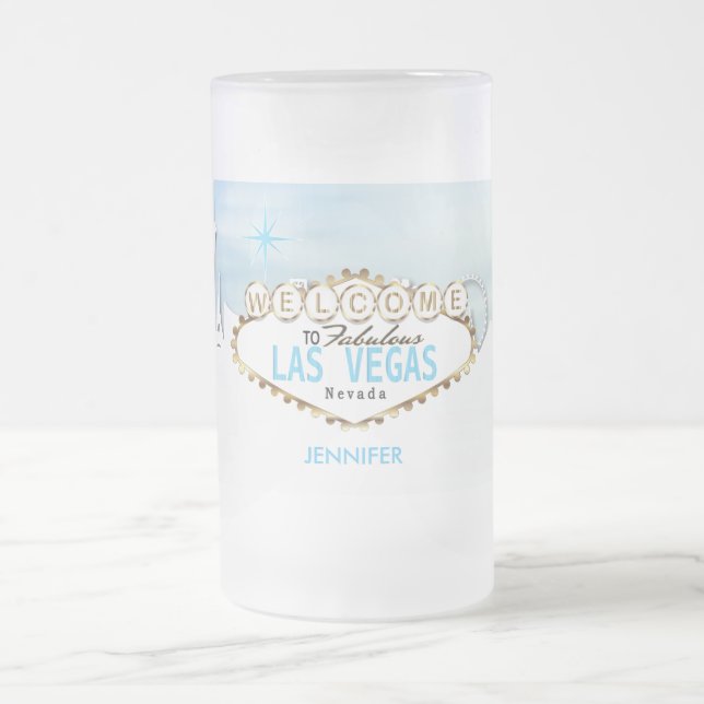 Willkommen in Las Vegas - Sky Baby Blue Mattglas Bierglas (Mittel)