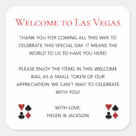 Willkommen in Las Vegas Wedding Willkommensgeschen Quadratischer Aufkleber