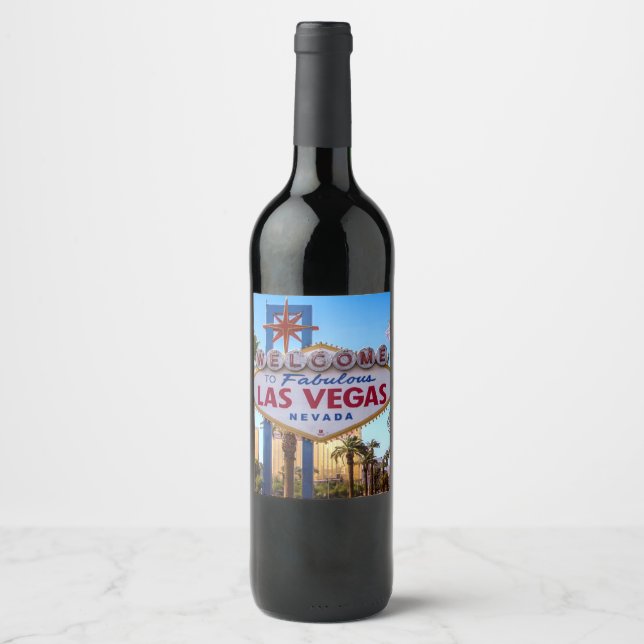 Willkommen in Las Vegas Weinetikett (Vorderseite)