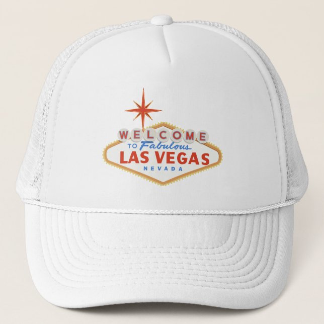 Willkommen in Las Vegas White Truckerkappe (Vorderseite)