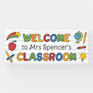 Willkommen in Lehrers Klassenzimmer Farbige Kritze Banner