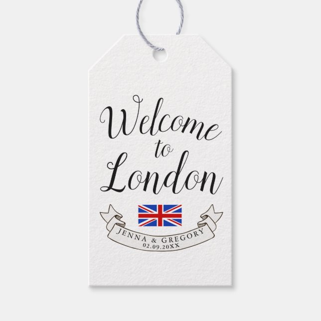 Willkommen in London | HOCHZEIT IN URLAUBSORT Geschenkanhänger (Vorderseite)