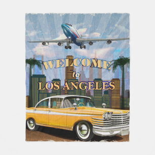 Willkommen in Los Angeles Retro Poster. Fleecedecke