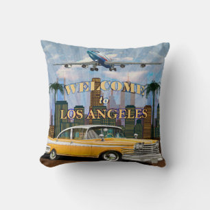 Willkommen in Los Angeles Retro Poster. Kissen