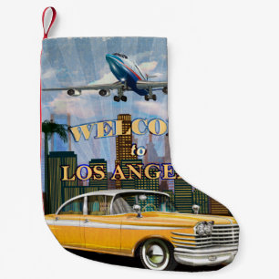 Willkommen in Los Angeles Retro Poster. Kleiner Weihnachtsstrumpf