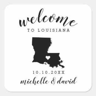 Willkommen in Louisiana   Brauchtum für Hochzeiten Quadratischer Aufkleber