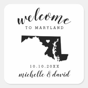 Willkommen in Maryland   Brauchtum für Hochzeiten Quadratischer Aufkleber