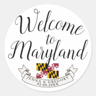 Willkommen in Maryland   Destination Hochzeit Runder Aufkleber
