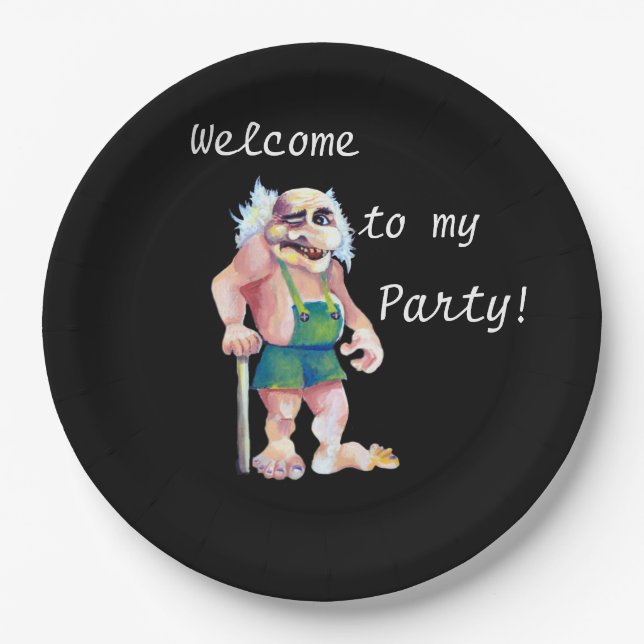 Willkommen in meinem Party - Skandinavien Ogre Pappteller (Vorderseite)