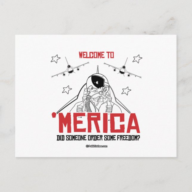 Willkommen in Merica - Hat jemand etwas Freiheit b Postkarte (Vorderseite)