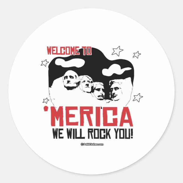 Willkommen in Merica - Wir werden Rock You Runder Aufkleber (Vorderseite)