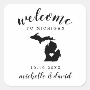 Willkommen in Michigan   Brauchtum für Hochzeiten Quadratischer Aufkleber
