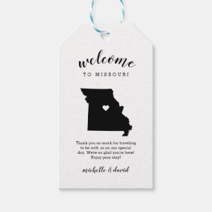 Willkommen in Missouri   Kalligraphische Hochzeit Geschenkanhänger