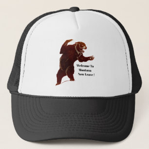 Willkommen in Montana Verlassen Grizzly Bären Art Truckerkappe