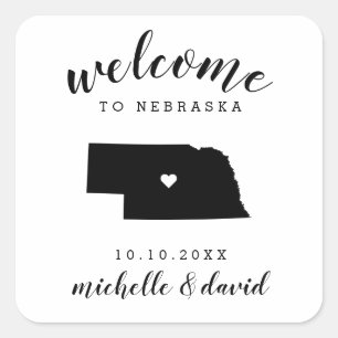 Willkommen in Nebraska   Brauchtum für Hochzeiten Quadratischer Aufkleber