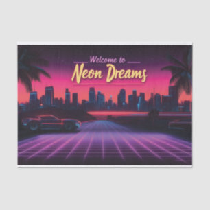 Willkommen in Neon Dreams - Retro Wave Cityscape Seidenpapier