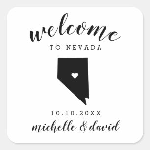Willkommen in Nevada   Brauchtum für Hochzeiten Quadratischer Aufkleber