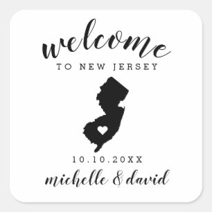 Willkommen in New Jersey   Brauchtum für Hochzeite Quadratischer Aufkleber