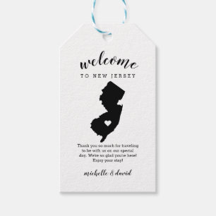 Willkommen in New Jersey Kalligraphische Hochzei Geschenkanhänger