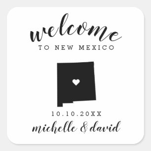 Willkommen in New Mexico   Brauchtum für Hochzeite Quadratischer Aufkleber