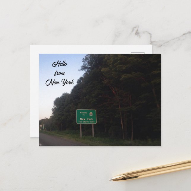WILLKOMMEN IN NEW YORK STAAT POSTKARTE (Vorderseite/Rückseite Beispiel)