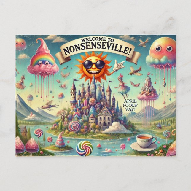 Willkommen in Nonsenseville!" Postkarte (Vorderseite)