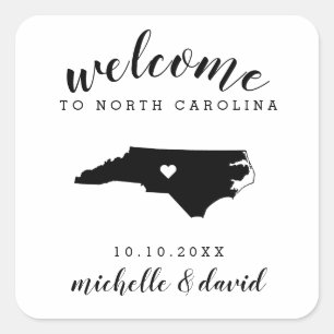 Willkommen in North Carolina   Brauchtum für Hochz Quadratischer Aufkleber